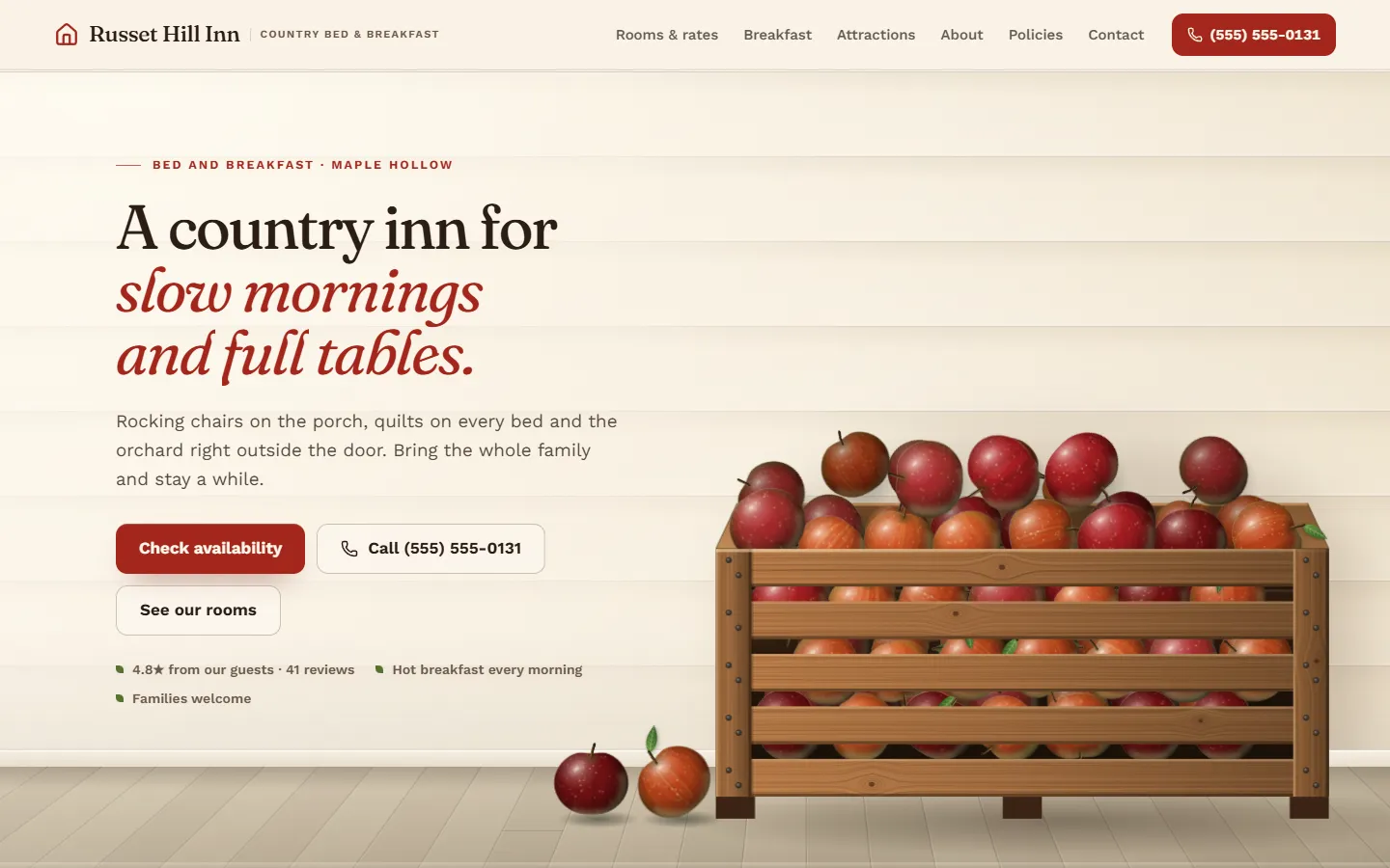 Home page of Russet Hill Inn