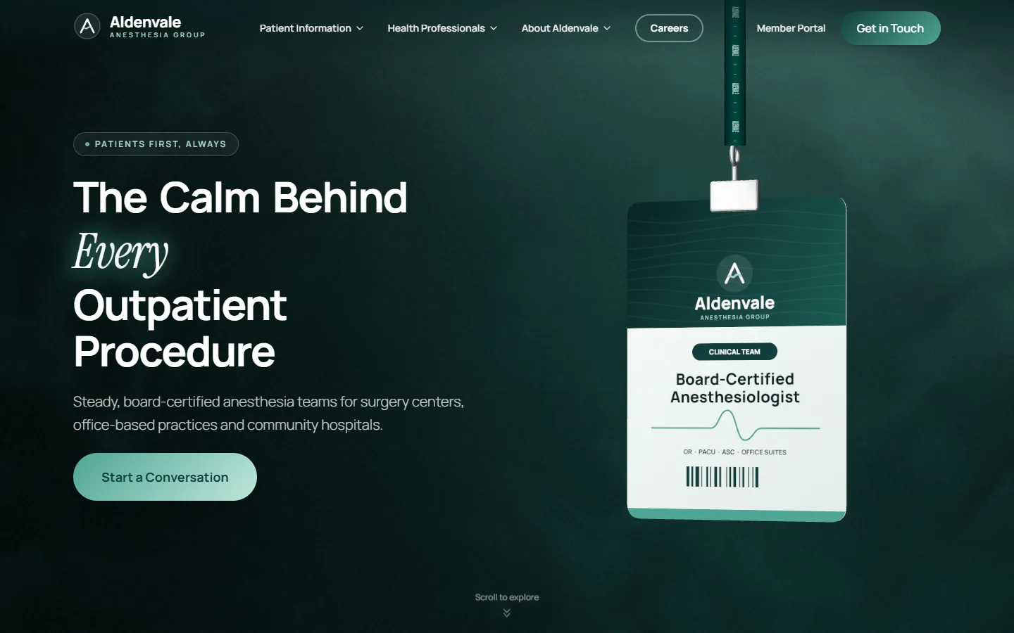 Aldenvale Anesthesia Group home page