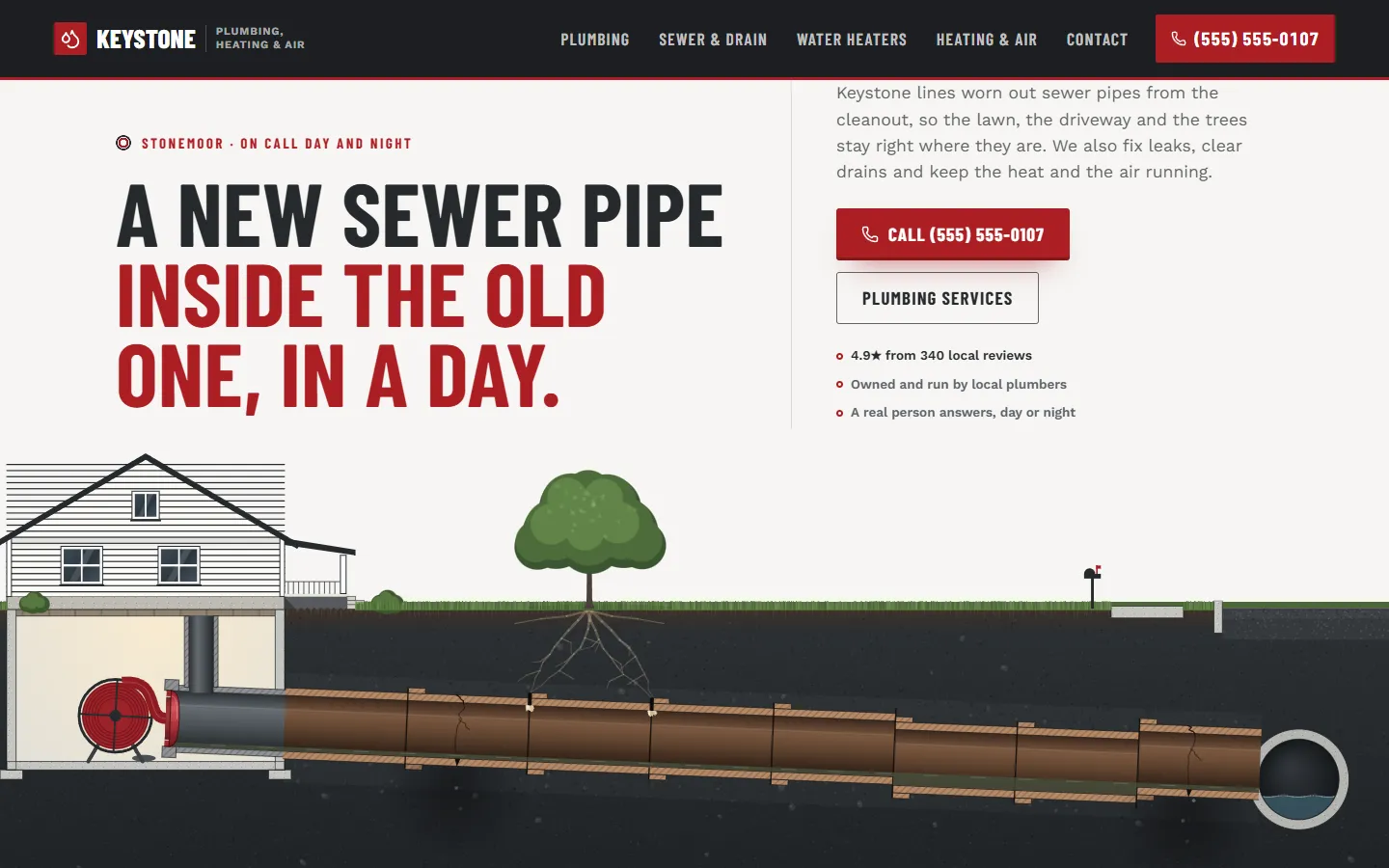 Home page of Keystone Plumbing & Air, a concept site