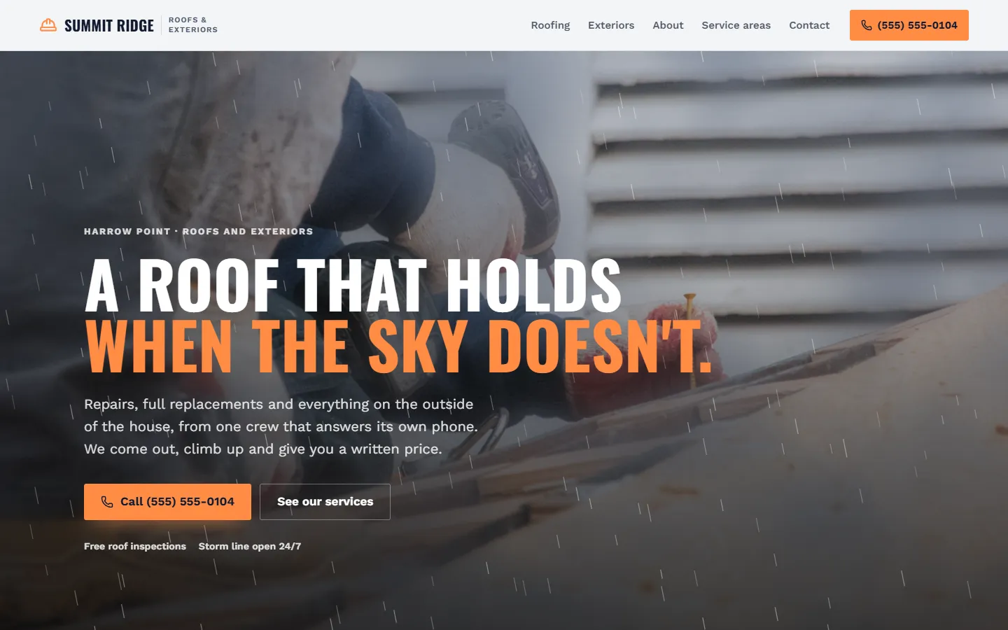 Home page of Summit Ridge Roofing, a concept site