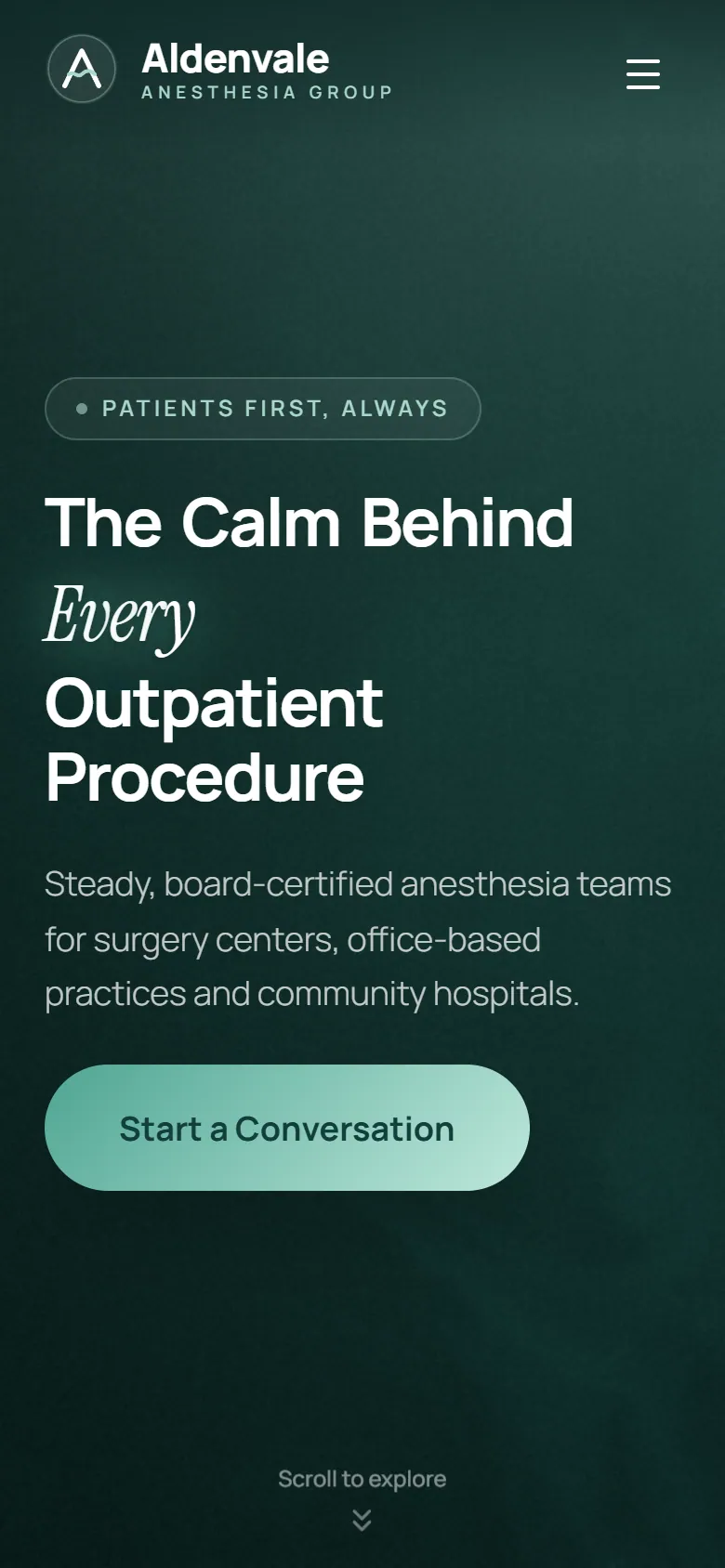 Aldenvale Anesthesia Group, home on a phone