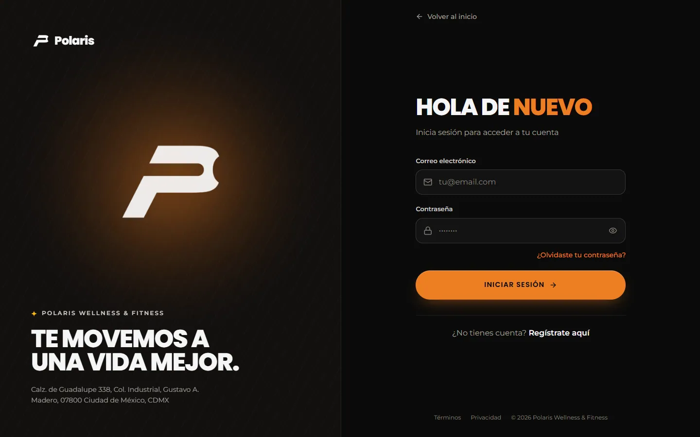 Polaris, sign in on a desktop screen