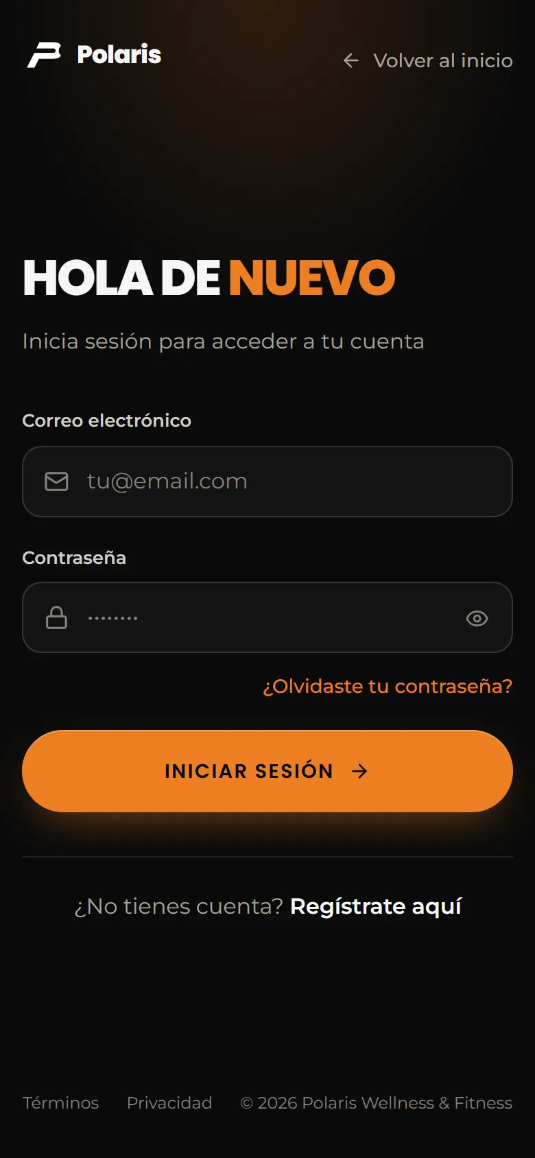 Polaris, sign in on a phone