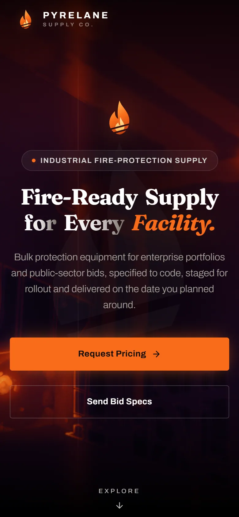 Pyrelane Supply Co., home on a phone