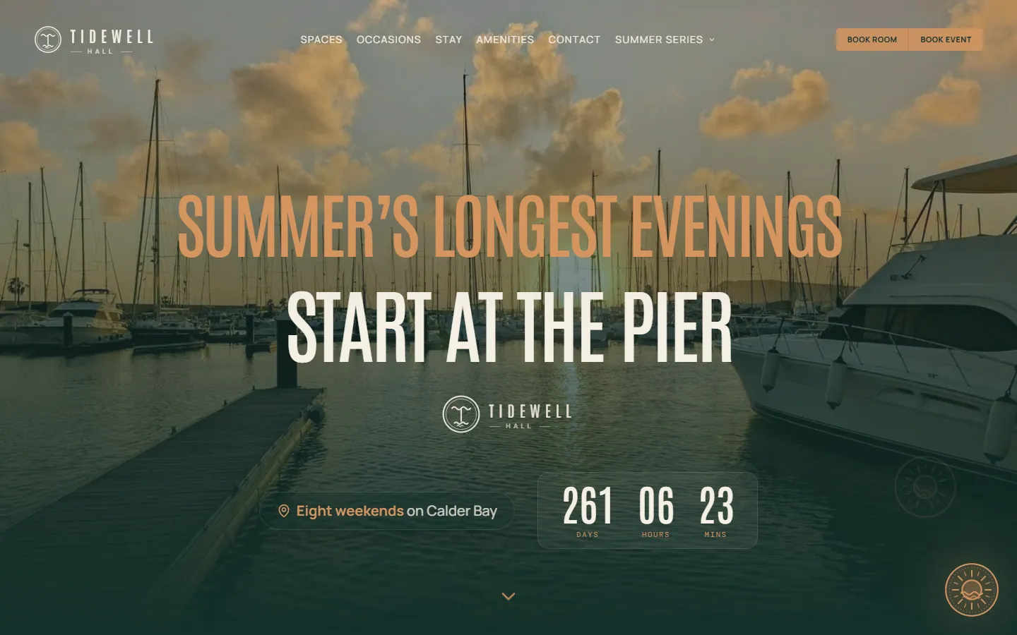 Tidewell Hall, summer series campaign on a desktop screen